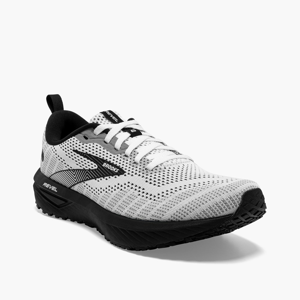 Chaussures Running Route Brooks Revel 6 Blanche Noir Femme | BGL-8154476